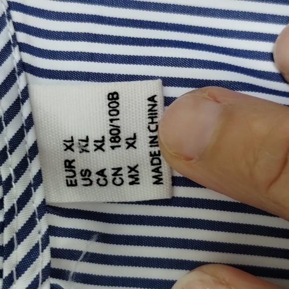 Blue white peasant blouse top striped embroidered boho size XL unbranded - Picture 6 of 8